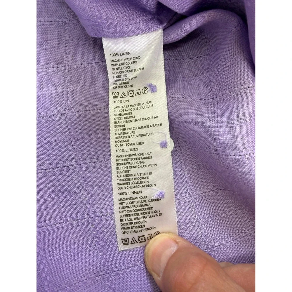 Tommy Bahama Mens Purple 100% Linen Grid‎ Button Up Shirt Large Long Sleeve